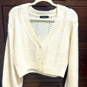 Lulus cream knit cropped cardigan xs